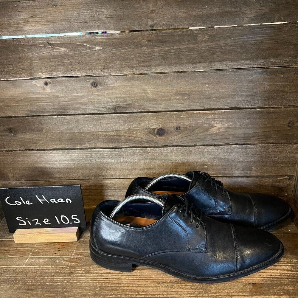 Mens Cole Haan Lenox Hill Grand OS Black Leather Dress Oxfords Shoes Size 10.5 M
